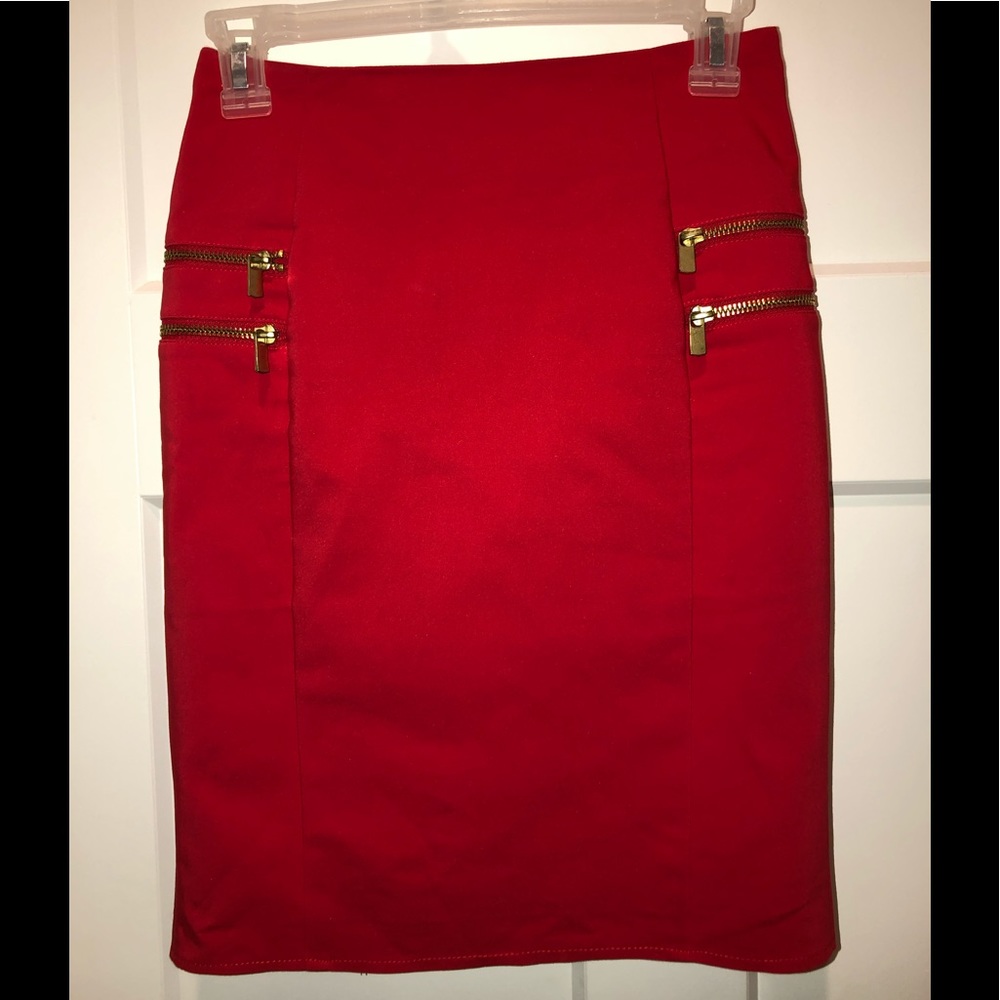 Red pencil skirt